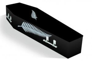NZ silver fern cardboard coffin