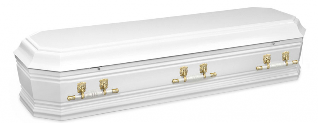 Photo of white casket melbourne funeral directors